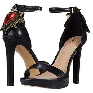 Platform sandals with beautiful applique on heel - NWOT
